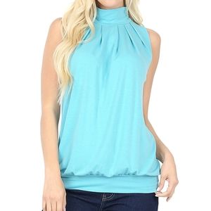 NWOT Zenana Premium mock turtleneck sleeveless top beautiful mint size XL